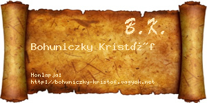 Bohuniczky Kristóf névjegykártya
