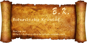 Bohuniczky Kristóf névjegykártya